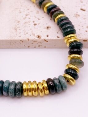 Gold and Green Beaded Bracelet - Women's Jewelry